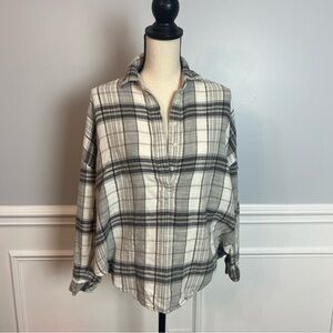 American Eagle Oversized Pullover Flannel Long Sleeve Women’s Gray Size XXS